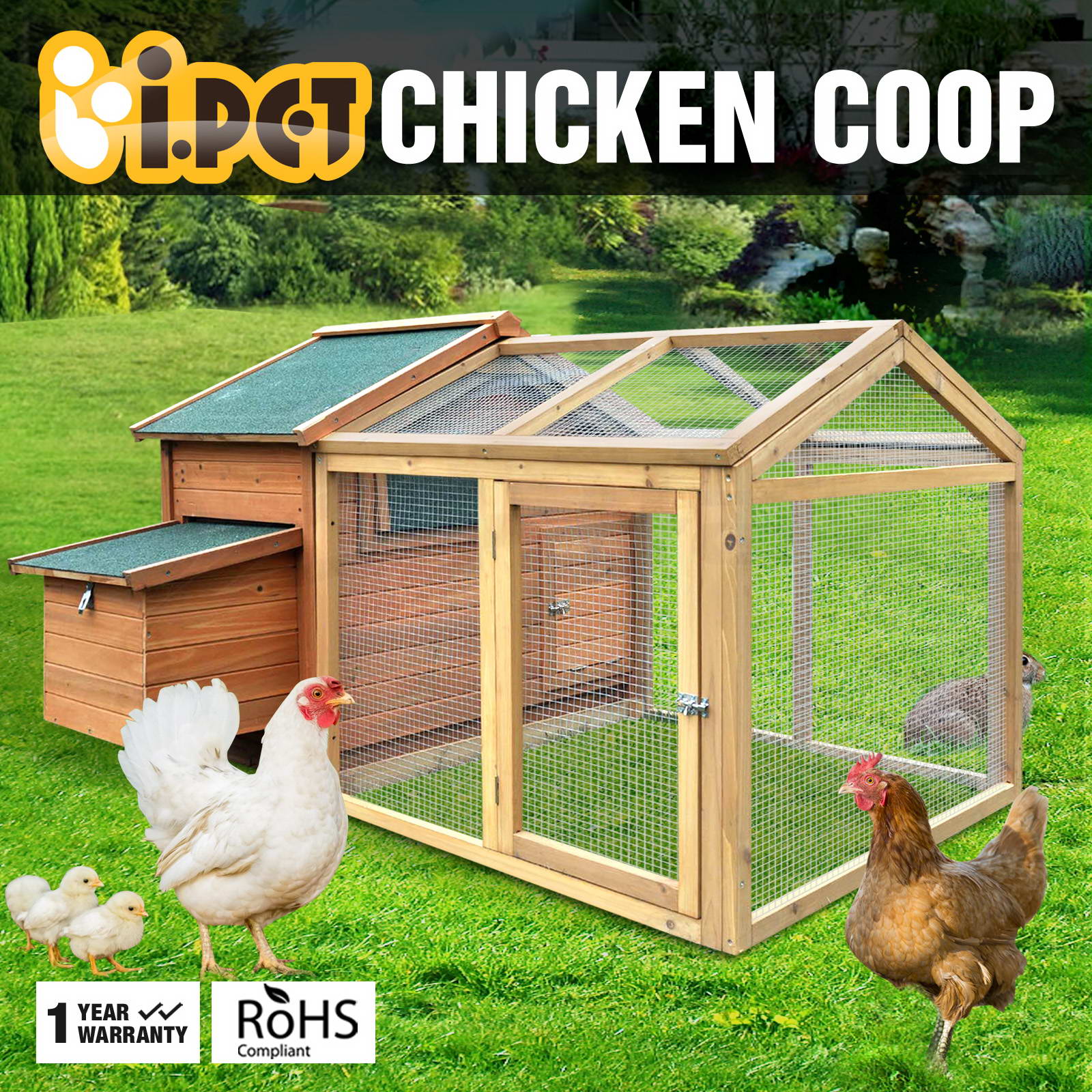 Details about Chicken Coop Rabbit Hutch Pet Cage Hen House Guinea Pig ...
