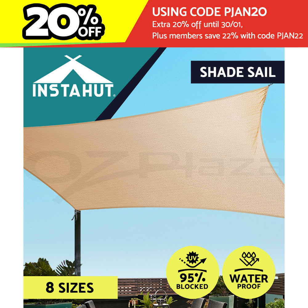 Instahut Waterproof Shade Sail Awning Cloth Triangle Square Sand Sun Canopy