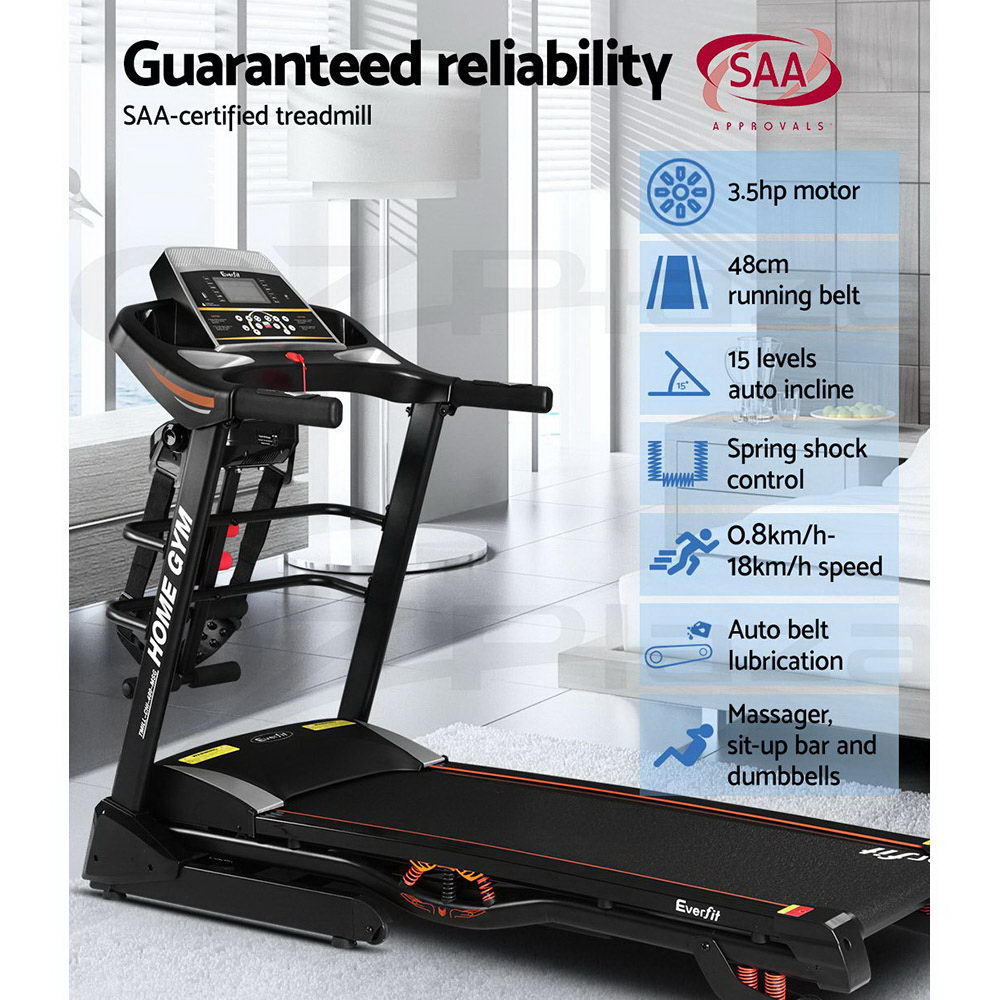 Everfit Electric Treadmill Auto Incline Home Gym Exercise Run Machine Fitness - Picture 93 of 102