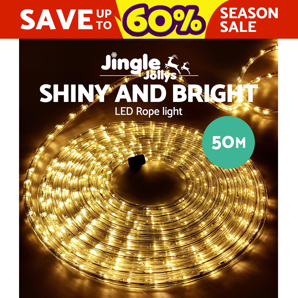 Jingle Jollys 50m Christmas Rope Lights 1200 LED Warm White for sale online eBay