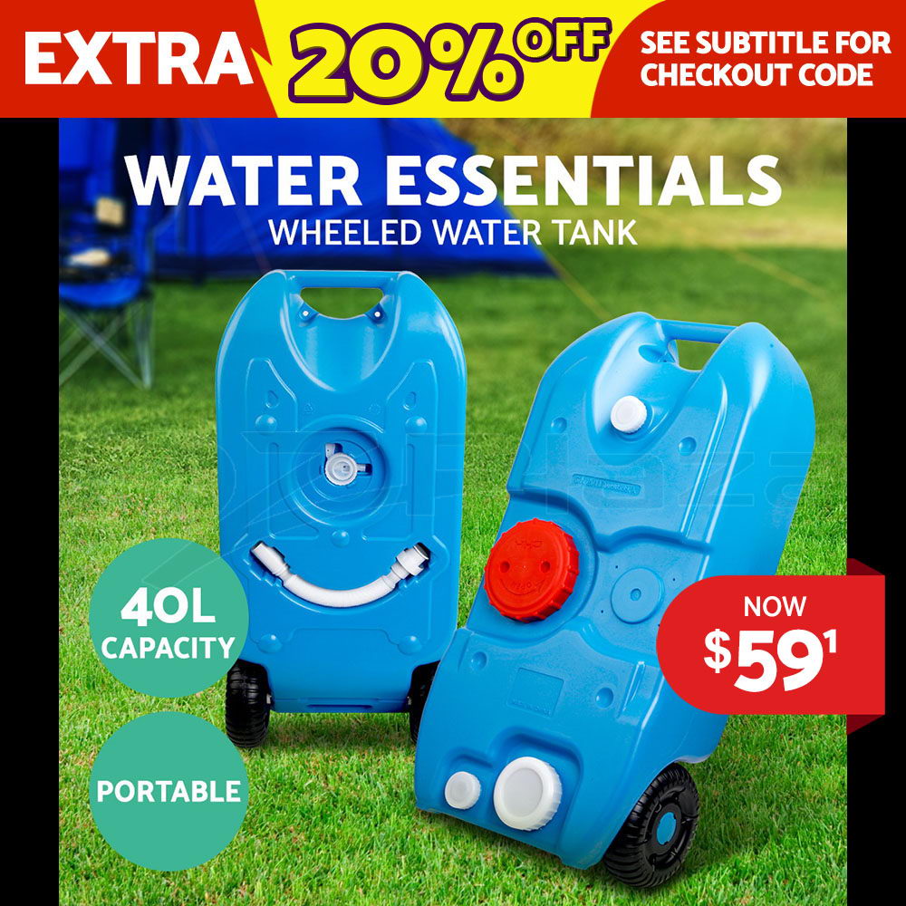 40L Portable Wheel Water Tank Camping Motorhome Caravan Storage Waste