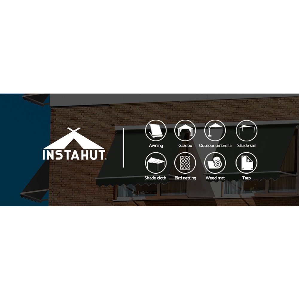 Instahut Window Fixed Pivot Arm Awning Outdoor Blinds Retractable Canopy Garden - Picture 17 of 26