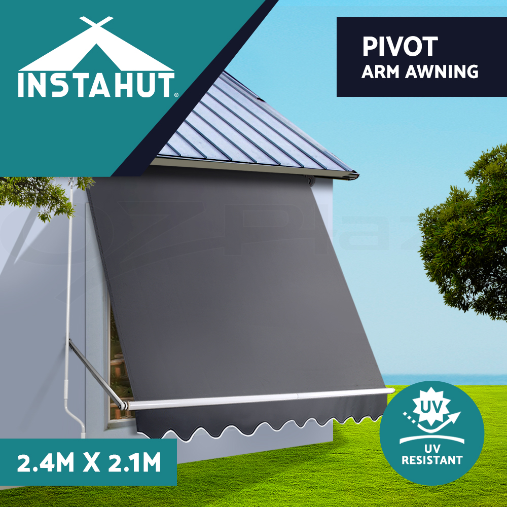 Instahut Window Fixed Pivot Arm Awning Outdoor Blinds Retractable Canopy Garden - Picture 20 of 26