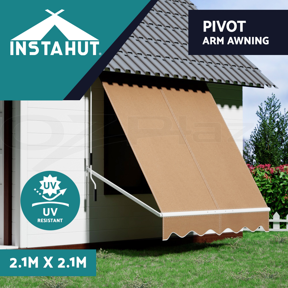 Instahut Window Fixed Pivot Arm Awning Outdoor Blinds Retractable Canopy Garden - Picture 12 of 26