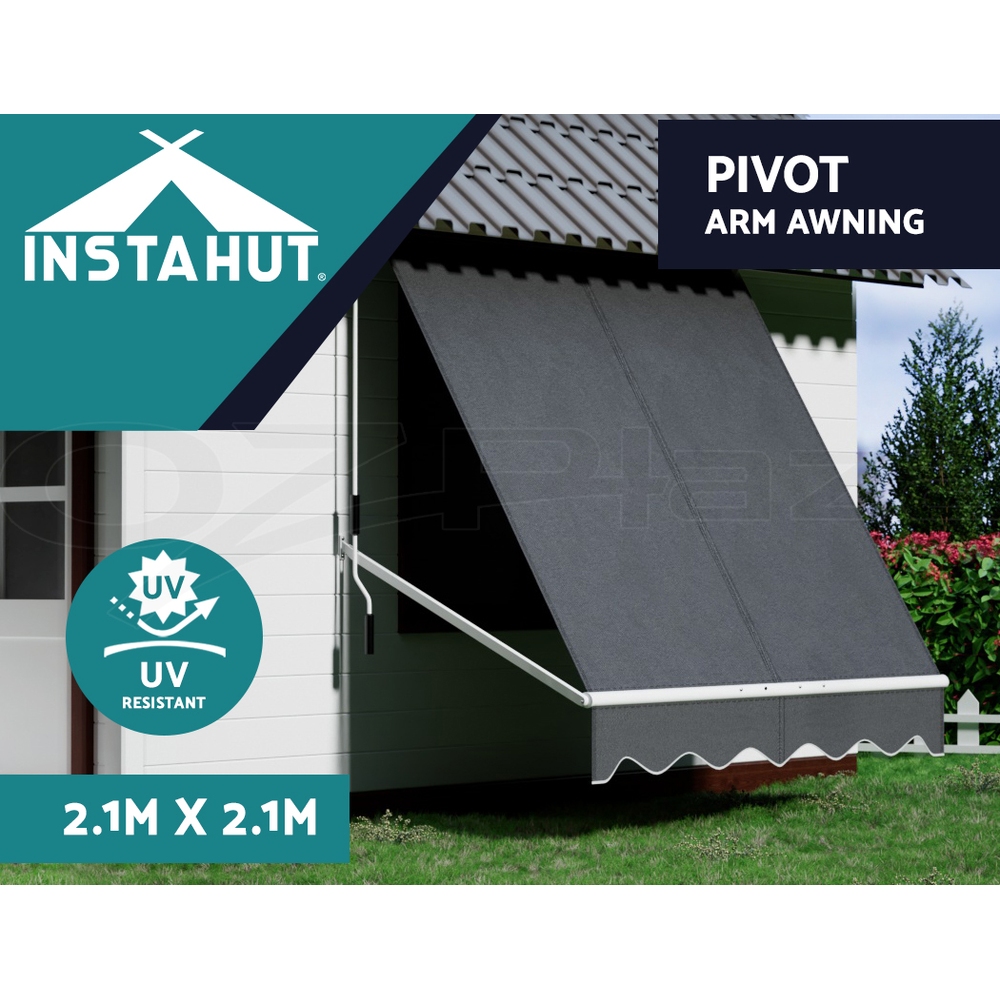 Instahut Window Fixed Pivot Arm Awning Outdoor Blinds Retractable Canopy Garden - Picture 18 of 26