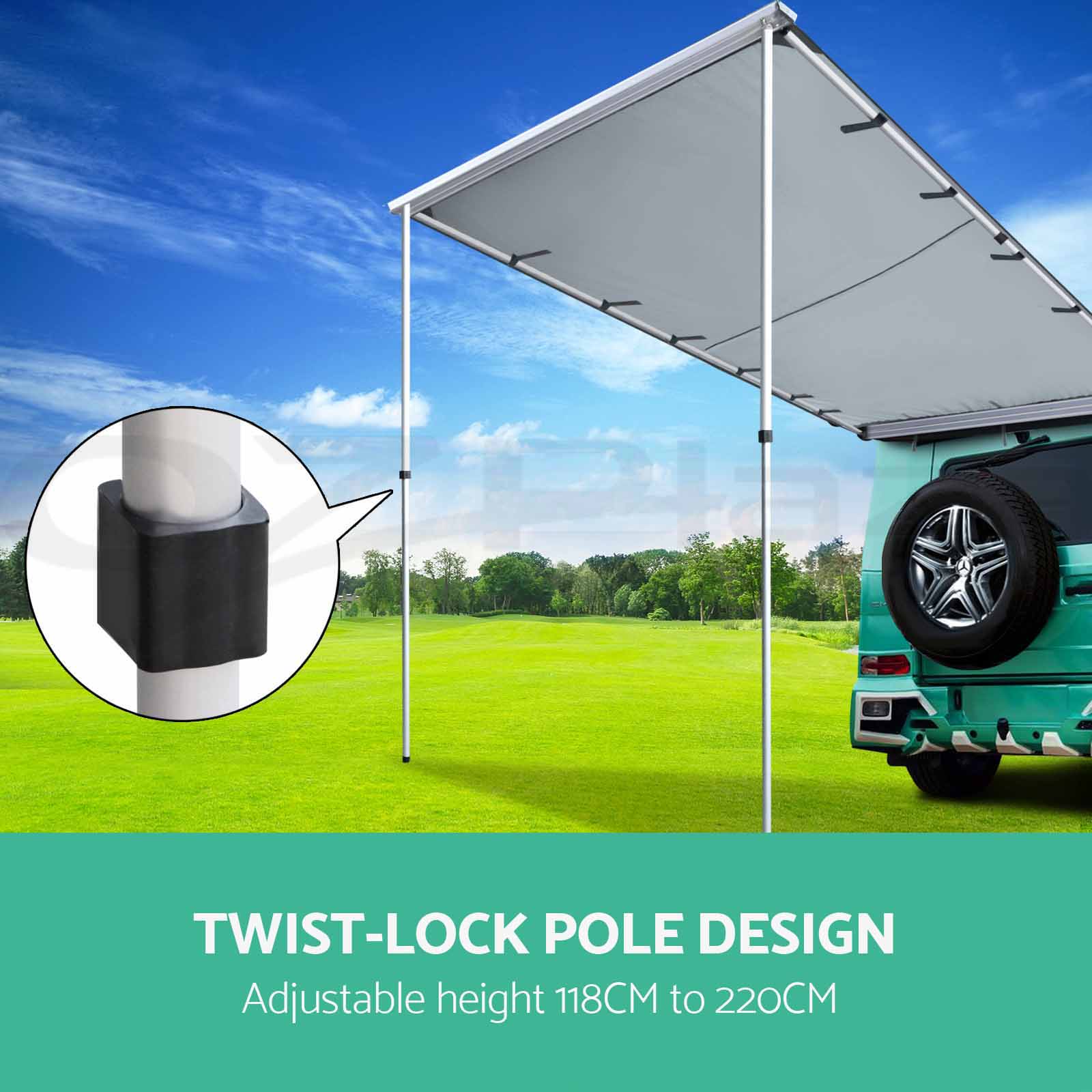 2M 3M Car Side Awning Extension Roof Rack Top Tents Side Shades Camping