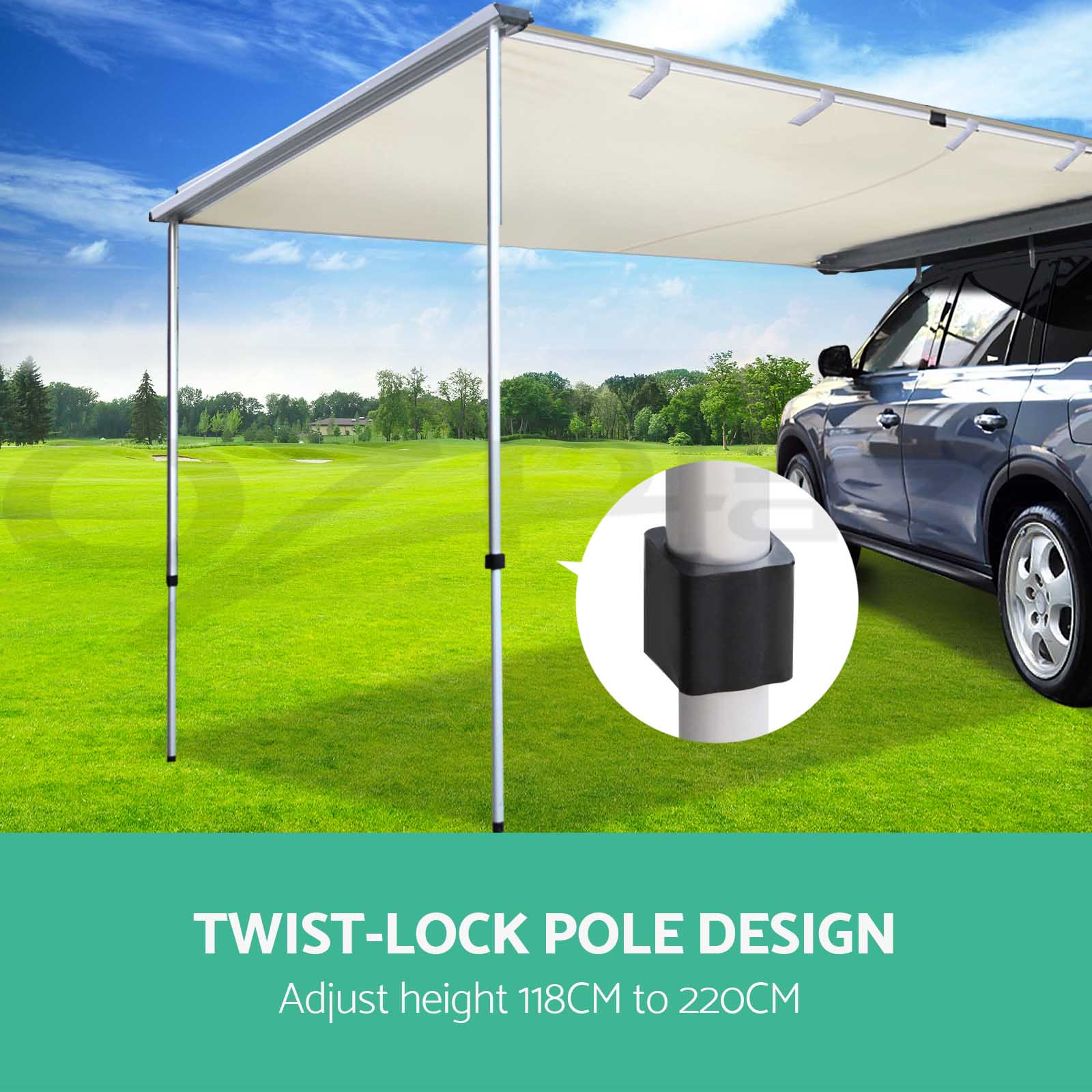 2M 3M Car Side Awning Extension Roof Rack Top Tents Side Shades Camping