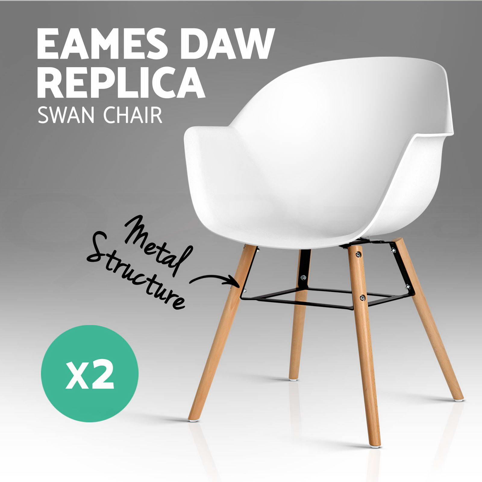 2x artiss eames replica daw dining chairs swan bar stool beech pp