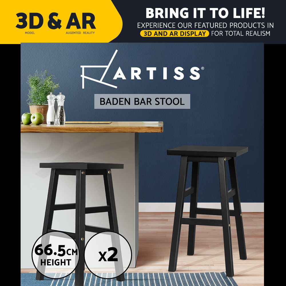 Artiss Bar Stools Kitchen Stool Wooden Counter Chairs Barstools Black White - Picture 12 of 26