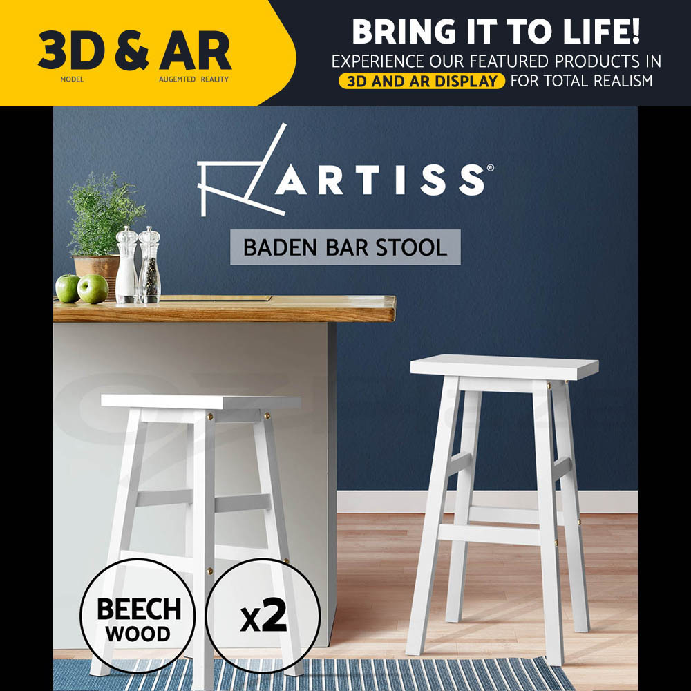 Artiss Bar Stools Kitchen Stool Wooden Counter Chairs Barstools Black White - Picture 18 of 26