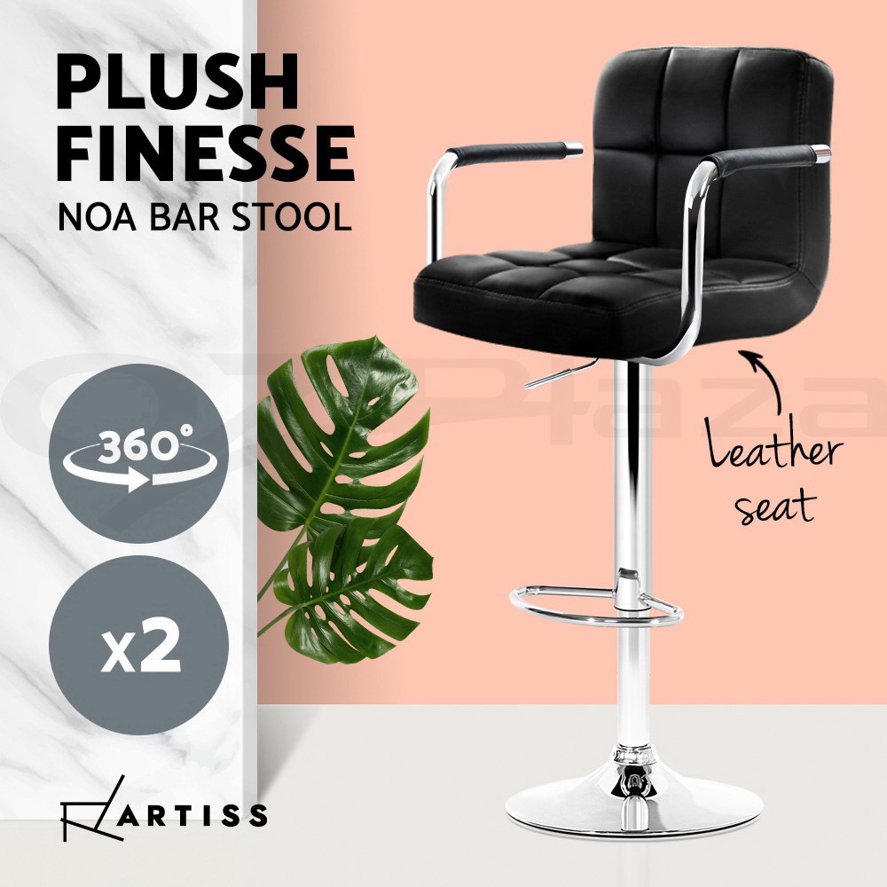 Artiss Bar Stools Kitchen Stool Chairs Dining Barstools Swivel Gas Lift x2 - Picture 12 of 40