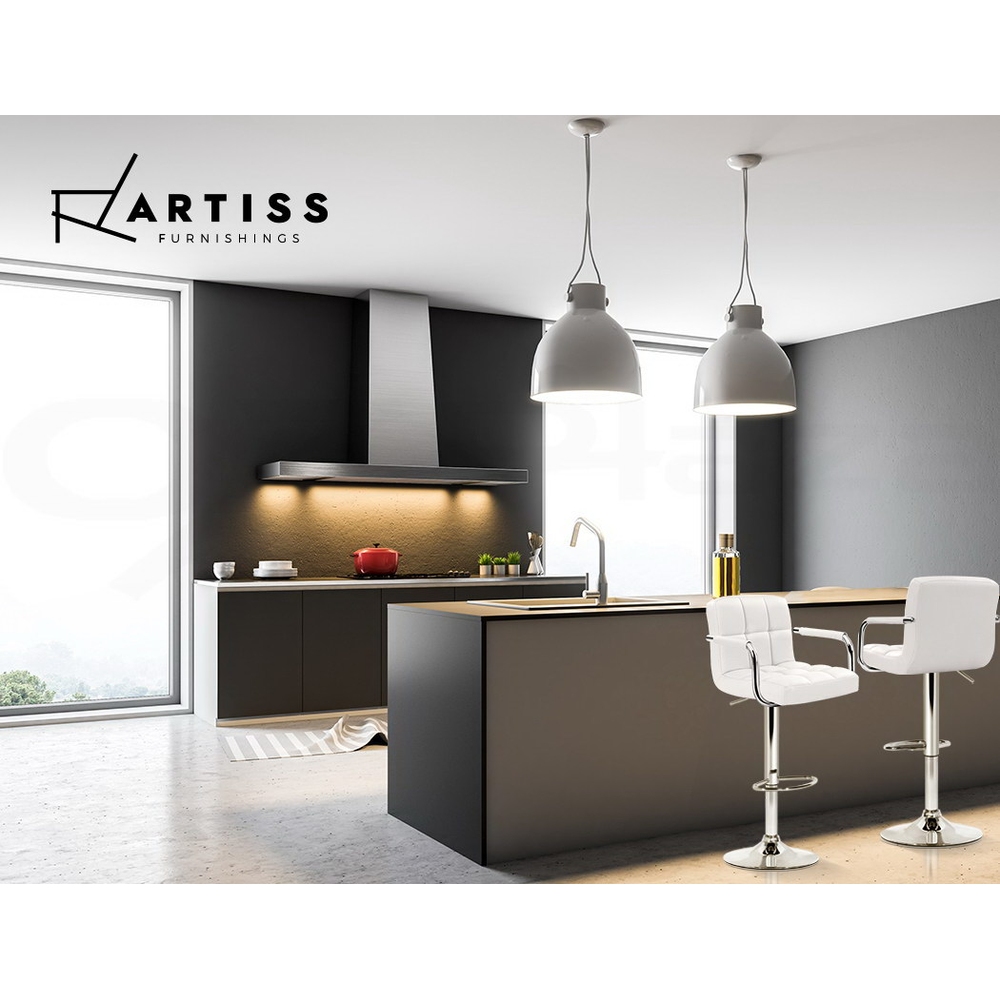 Artiss Bar Stools Kitchen Stool Chairs Dining Barstools Swivel Gas Lift x2 - Picture 38 of 40