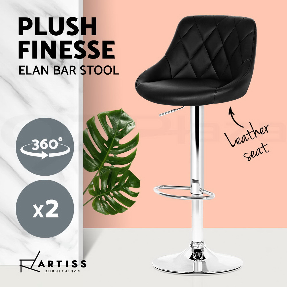 Artiss Kitchen Bar Stools Swivel Bar Stool Gas Lift Chairs Barstools Black Grey - Picture 12 of 29