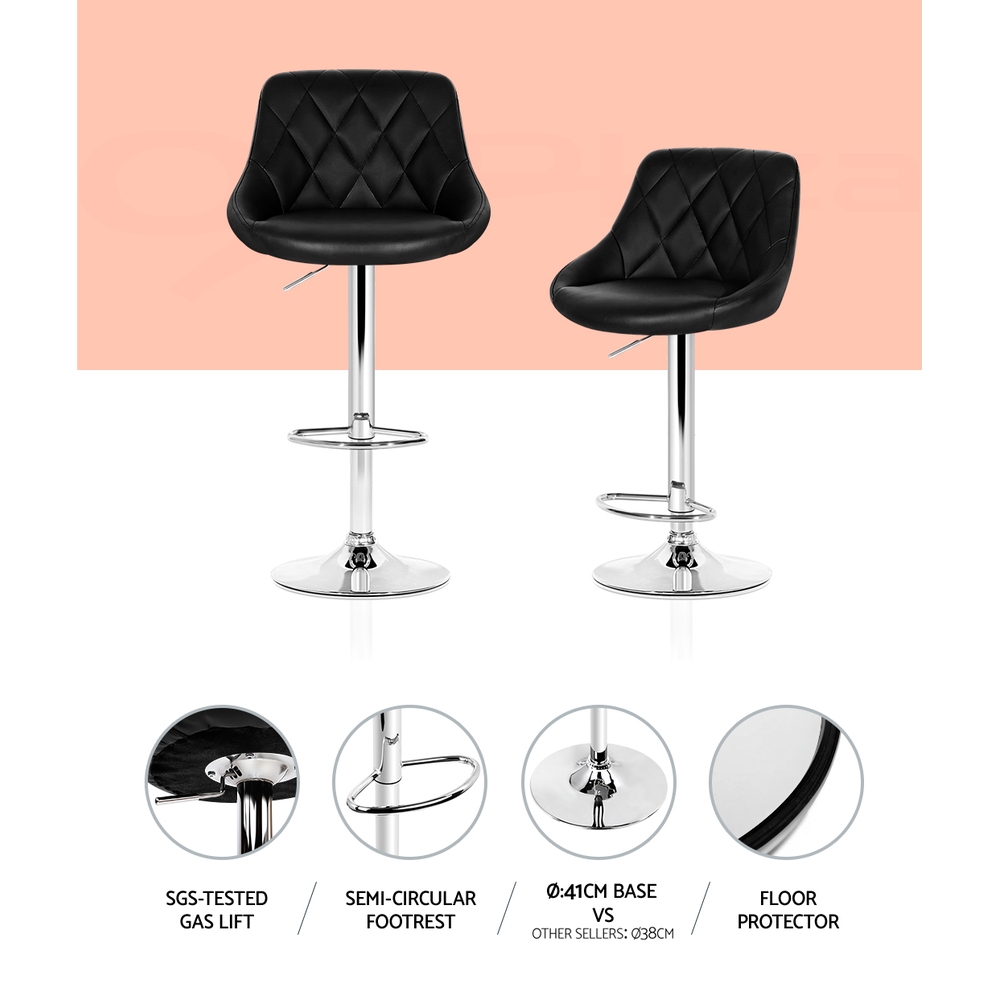 Artiss Kitchen Bar Stools Swivel Bar Stool Gas Lift Chairs Barstools Black Grey - Picture 14 of 29