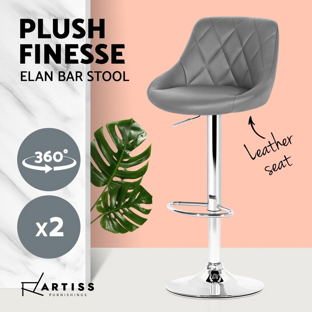 Artiss Kitchen Bar Stools Swivel Bar Stool Gas Lift Chairs Barstools Black Grey - Picture 21 of 29