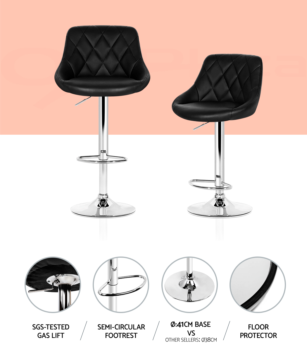 Artiss Kitchen Bar Stools Swivel Bar Stool Gas Lift Chairs