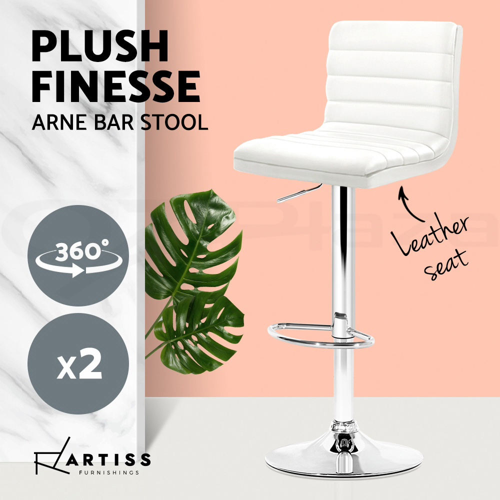 Artiss Bar Stools Kitchen Stool Chairs Dining Gas Lift Swivel Leather Black x2 - Picture 30 of 38