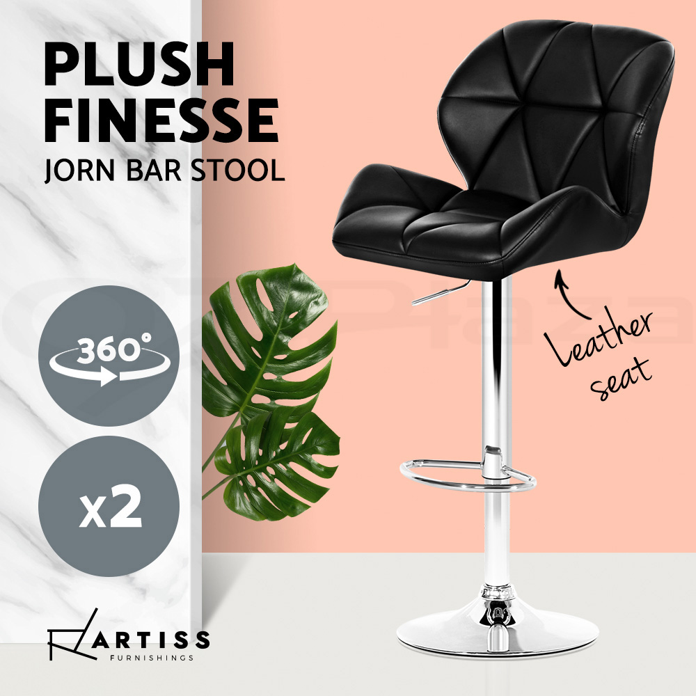 Artiss Bar Stools Kitchen Bar Stool Leather Barstools Swivel Gas Lift Chairs x2 - Picture 12 of 32