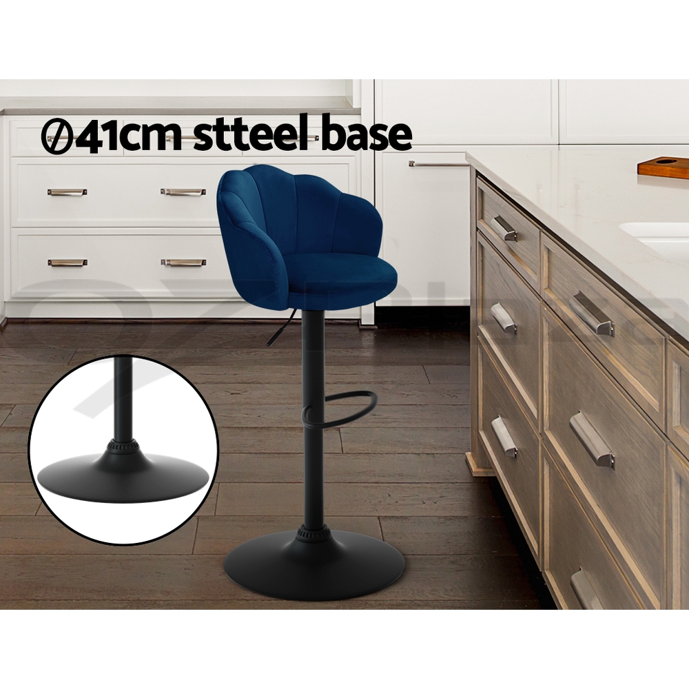 Artiss Bar Stools Kitchen Stool Swivel Chair Gas Lift Velvet Chairs Nessah - Picture 14 of 55