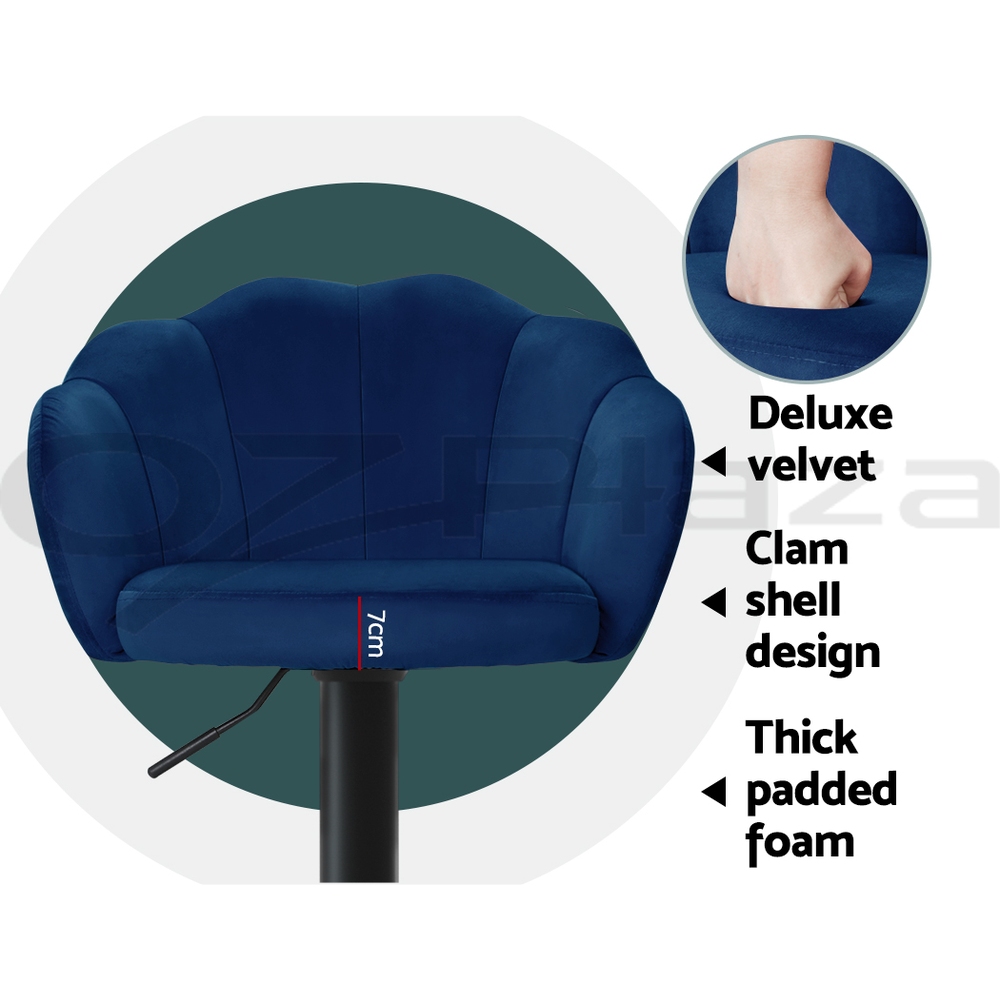 Artiss Bar Stools Kitchen Stool Swivel Chair Gas Lift Velvet Chairs Nessah - Picture 16 of 55