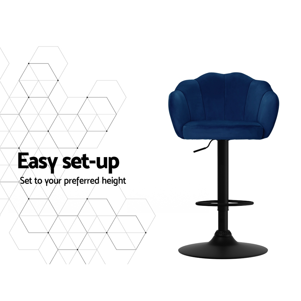 Artiss Bar Stools Kitchen Stool Swivel Chair Gas Lift Velvet Chairs Nessah - Picture 17 of 55