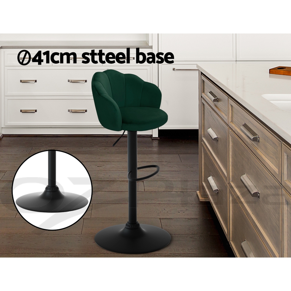Artiss Bar Stools Kitchen Stool Swivel Chair Gas Lift Velvet Chairs Nessah - Picture 25 of 55