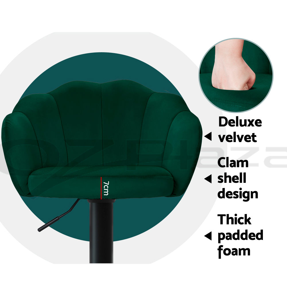 Artiss Bar Stools Kitchen Stool Swivel Chair Gas Lift Velvet Chairs Nessah - Picture 27 of 55