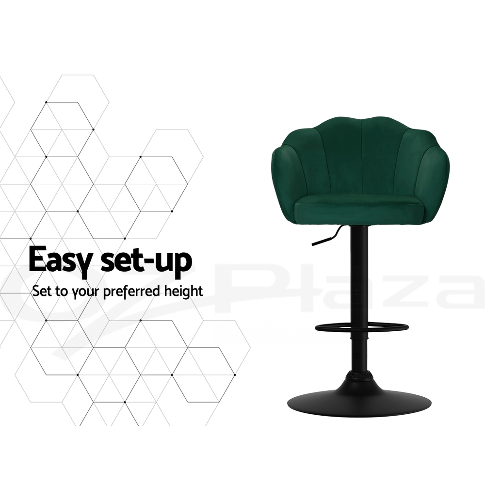 Artiss Bar Stools Kitchen Stool Swivel Chair Gas Lift Velvet Chairs Nessah - Picture 28 of 55