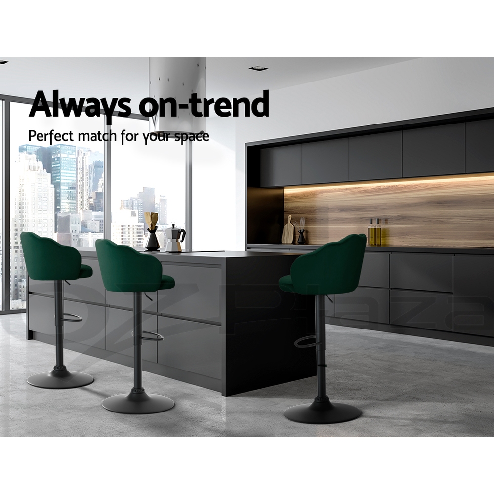 Artiss Bar Stools Kitchen Stool Swivel Chair Gas Lift Velvet Chairs Nessah - Picture 29 of 55