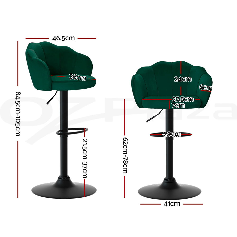 Artiss Bar Stools Kitchen Stool Swivel Chair Gas Lift Velvet Chairs Nessah - Picture 32 of 55