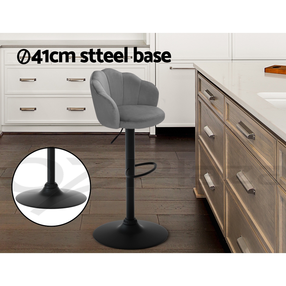 Artiss Bar Stools Kitchen Stool Swivel Chair Gas Lift Velvet Chairs Nessah - Picture 36 of 55