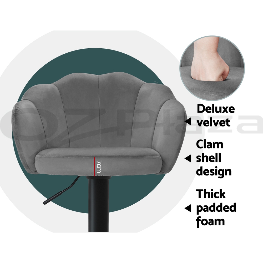 Artiss Bar Stools Kitchen Stool Swivel Chair Gas Lift Velvet Chairs Nessah - Picture 38 of 55