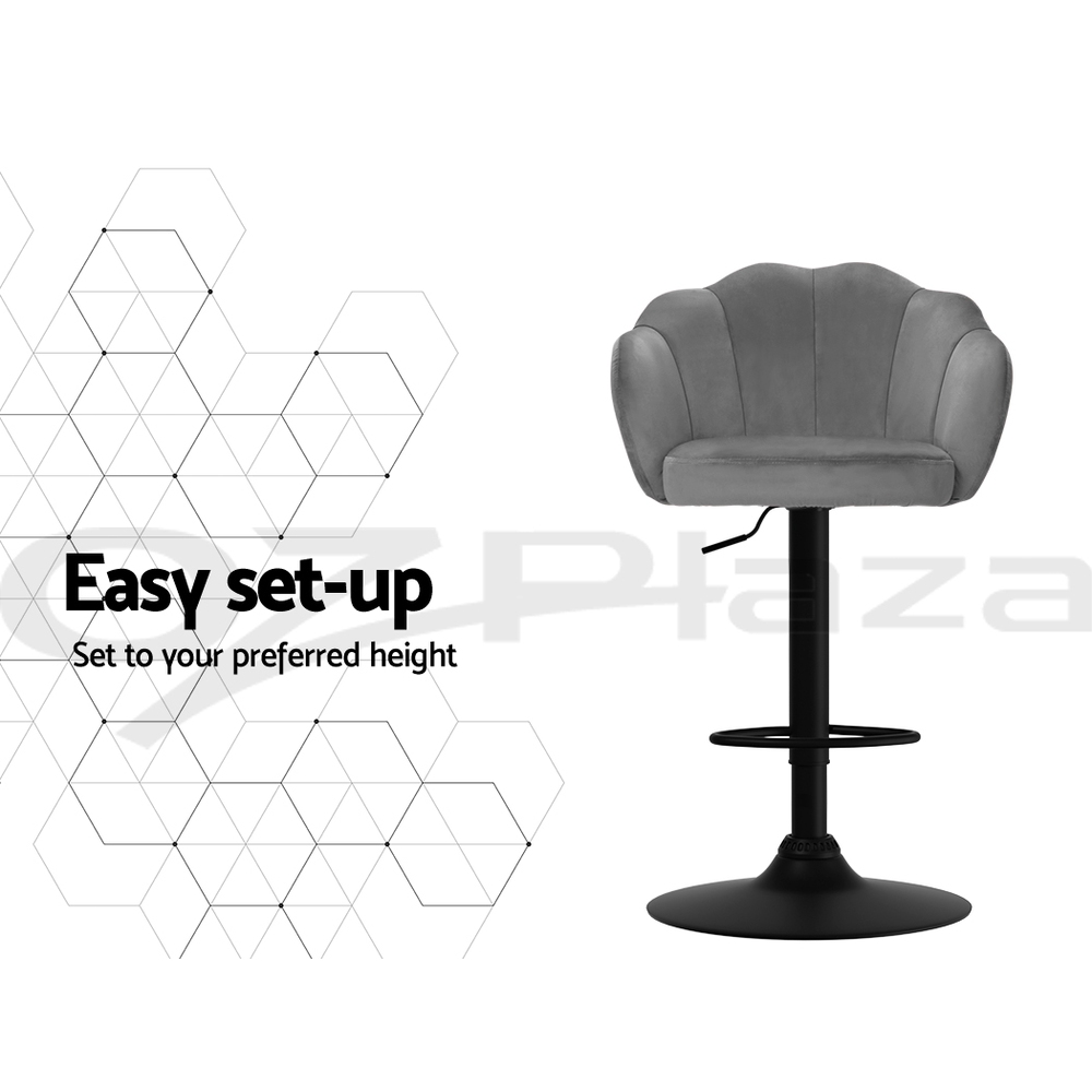 Artiss Bar Stools Kitchen Stool Swivel Chair Gas Lift Velvet Chairs Nessah - Picture 39 of 55