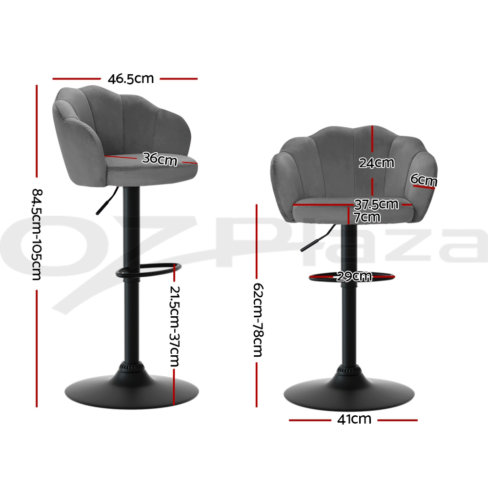 Artiss Bar Stools Kitchen Stool Swivel Chair Gas Lift Velvet Chairs Nessah - Picture 43 of 55