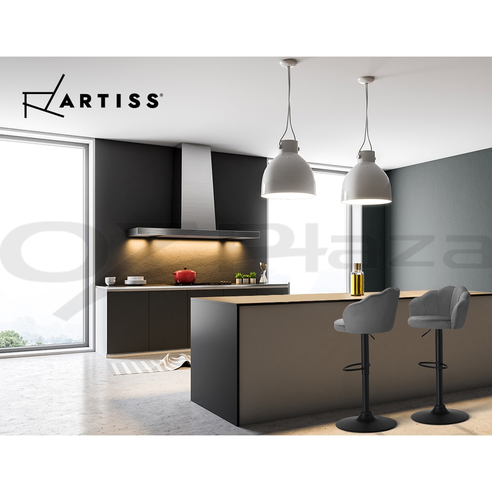 Artiss Bar Stools Kitchen Stool Swivel Chair Gas Lift Velvet Chairs Nessah - Picture 44 of 55