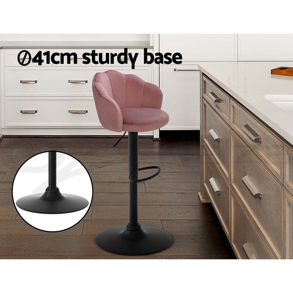 Artiss Bar Stools Kitchen Stool Swivel Chair Gas Lift Velvet Chairs Nessah - Picture 47 of 55