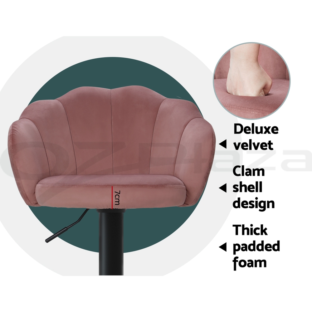 Artiss Bar Stools Kitchen Stool Swivel Chair Gas Lift Velvet Chairs Nessah - Picture 49 of 55
