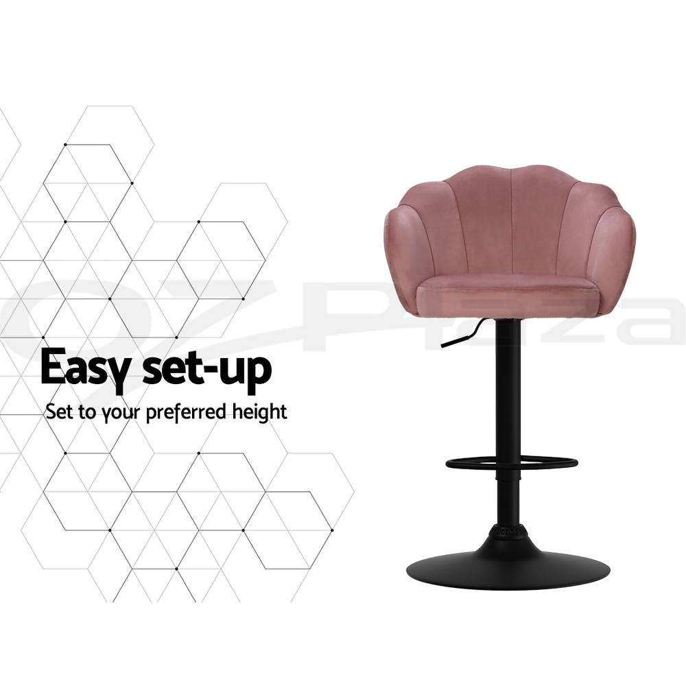 Artiss Bar Stools Kitchen Stool Swivel Chair Gas Lift Velvet Chairs Nessah - Picture 50 of 55