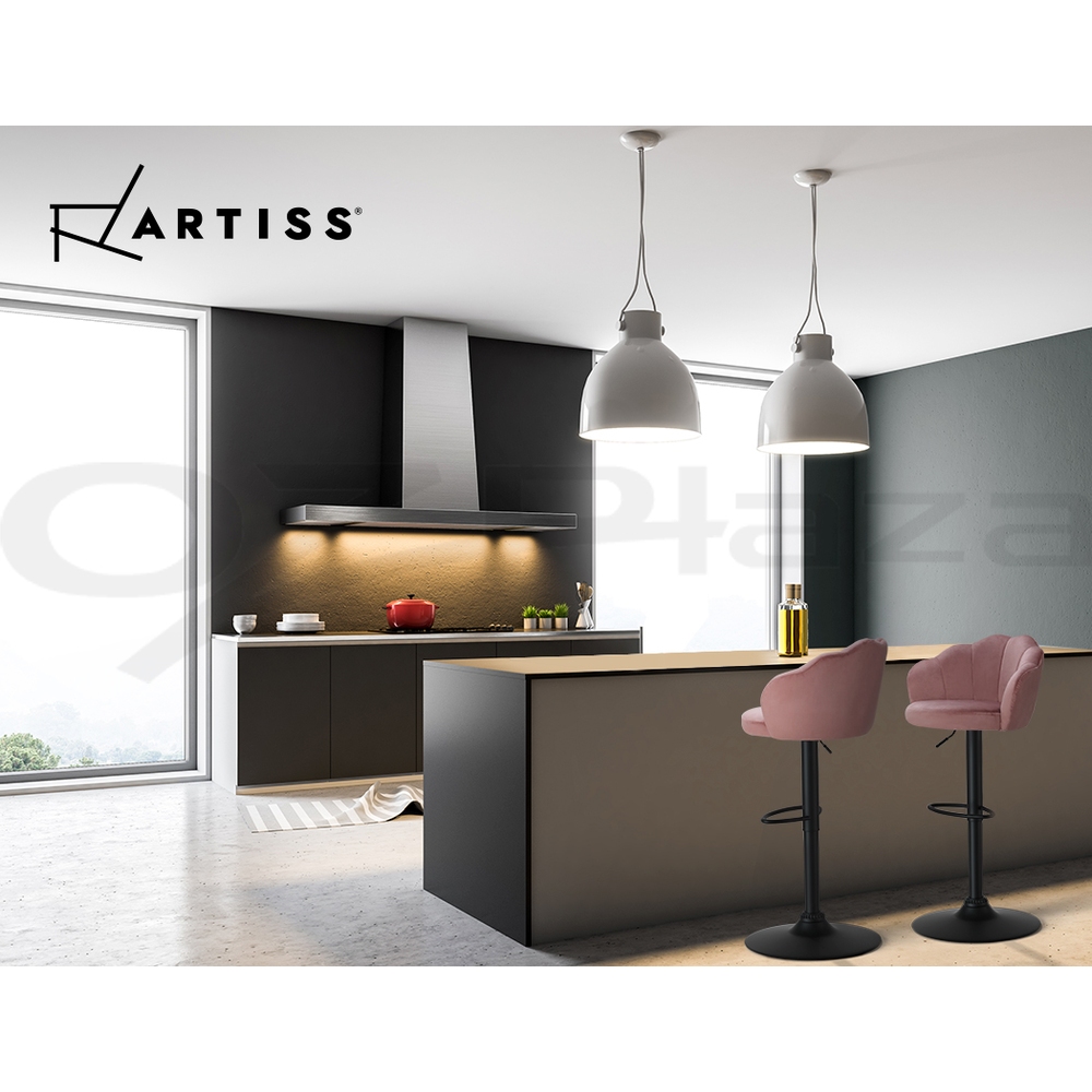 Artiss Bar Stools Kitchen Stool Swivel Chair Gas Lift Velvet Chairs Nessah - Picture 55 of 55