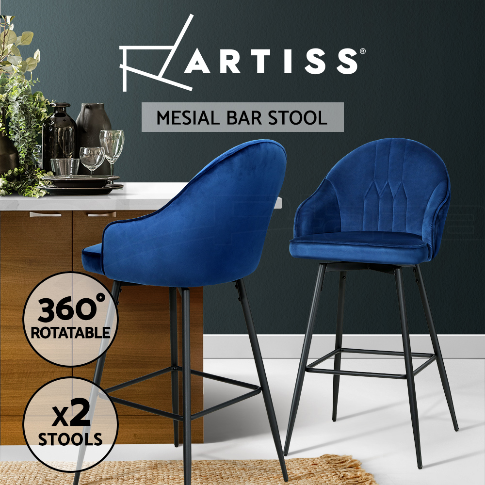 Artiss Bar Stools Kitchen Stool Dining Chairs Velvet Chair Barstool Mesial - Picture 12 of 47