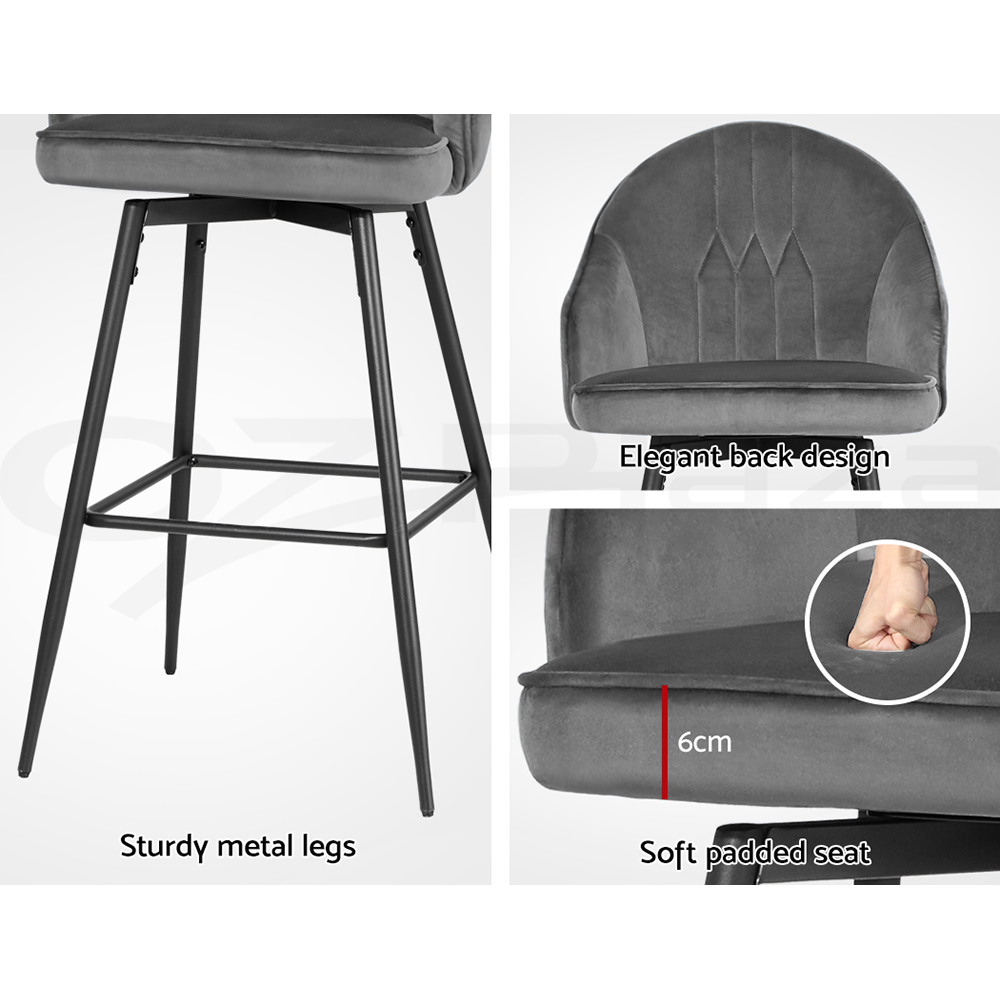 Artiss Bar Stools Kitchen Stool Dining Chairs Velvet Chair Barstool Mesial - Picture 33 of 47