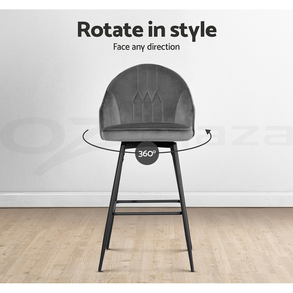 Artiss Bar Stools Kitchen Stool Dining Chairs Velvet Chair Barstool Mesial - Picture 34 of 47