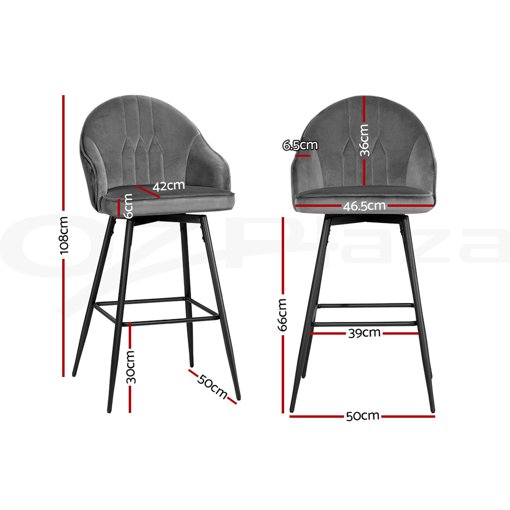 Artiss Bar Stools Kitchen Stool Dining Chairs Velvet Chair Barstool Mesial - Picture 36 of 47