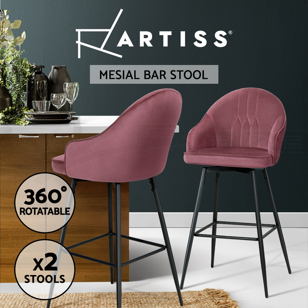 Artiss Bar Stools Kitchen Stool Dining Chairs Velvet Chair Barstool Mesial - Picture 39 of 47