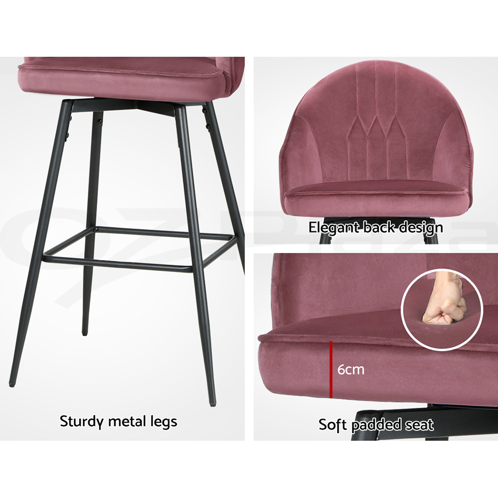 Artiss Bar Stools Kitchen Stool Dining Chairs Velvet Chair Barstool Mesial - Picture 42 of 47