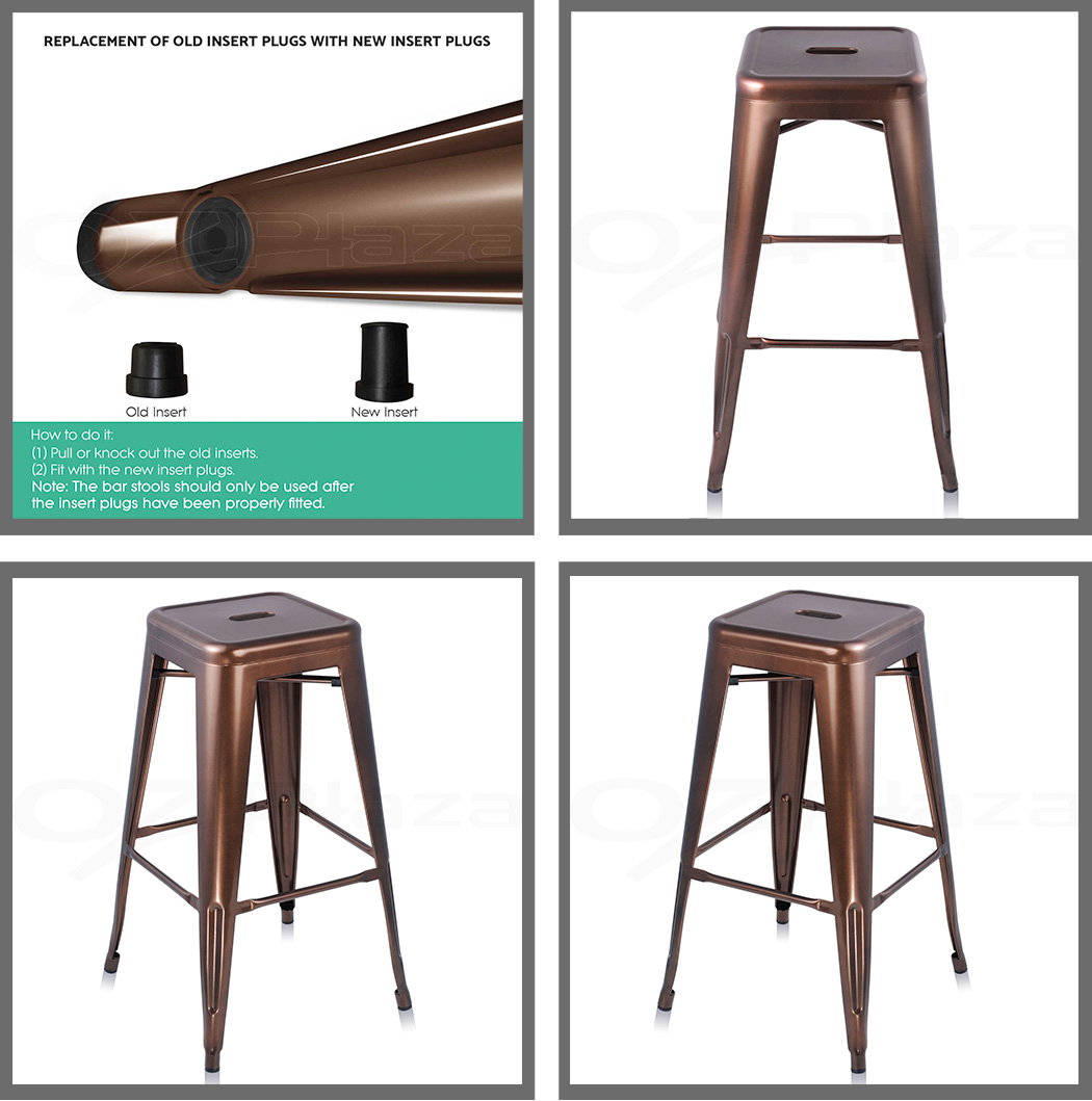 4x Replica Xavier Tolix Bar Stools Steel Kitchen Cafe Chairs 76cm