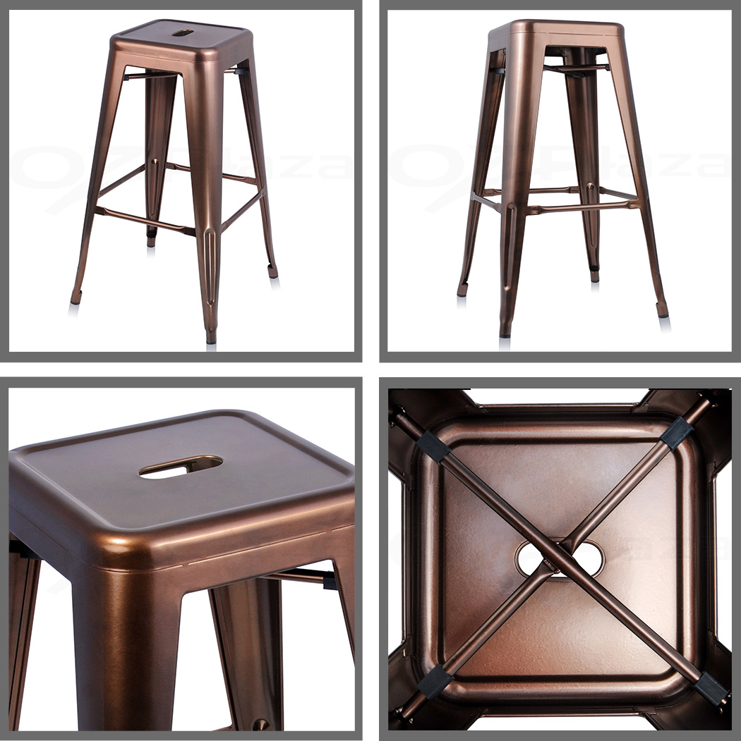 4x Replica Xavier Tolix Bar Stools Steel Kitchen Cafe Chairs 76cm