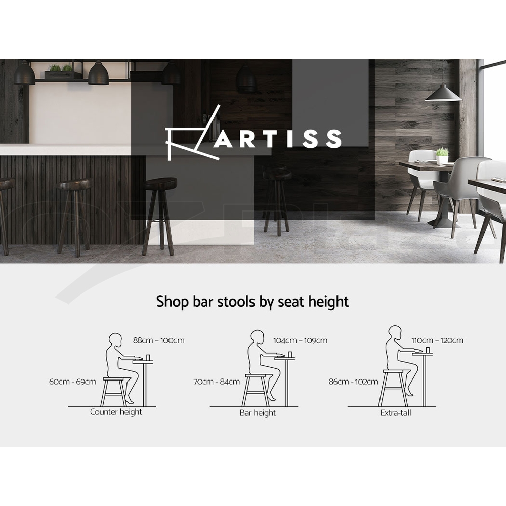 Artiss Bar Stools Kitchen Stool Wooden Chair Swivel Chairs Leather x2 Ricardo - Picture 12 of 29