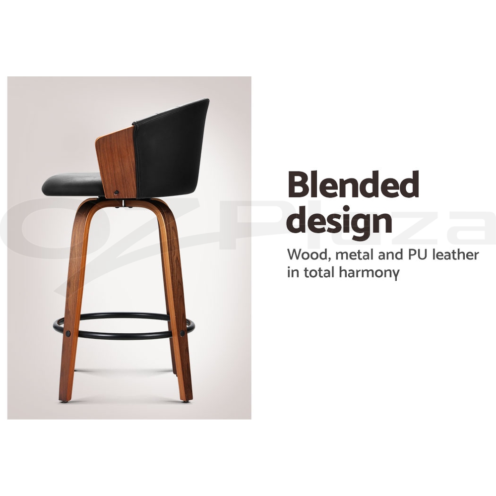 Artiss Bar Stools Kitchen Stool Wooden Chair Swivel Chairs Leather x2 Ricardo - Picture 13 of 29