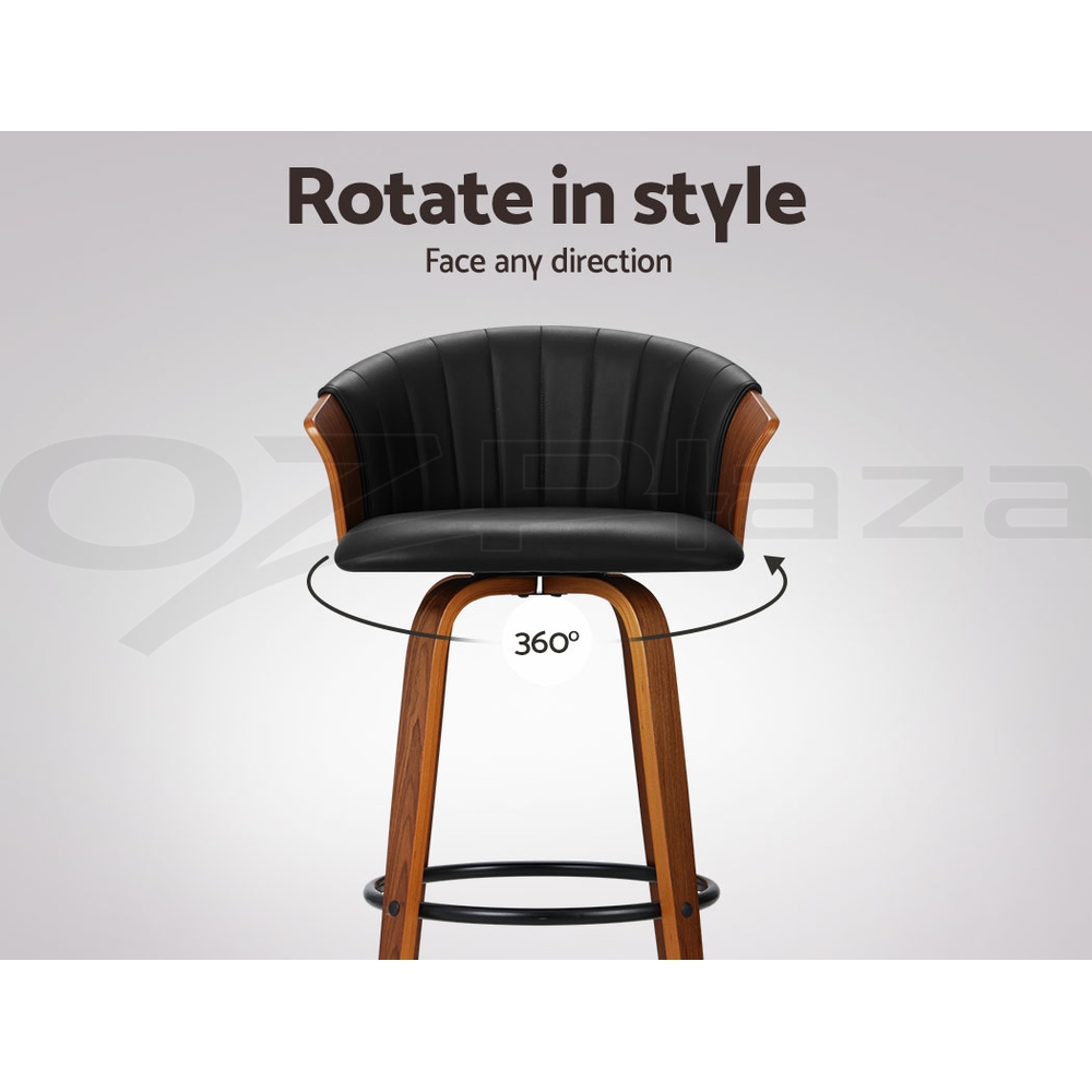 Artiss Bar Stools Kitchen Stool Wooden Chair Swivel Chairs Leather x2 Ricardo - Picture 16 of 29